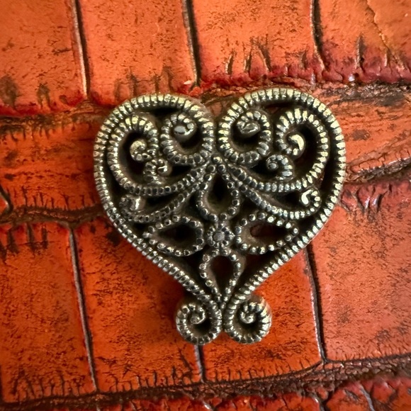 Brighton Vtg Burnt Orange Adjustable Crossbody Organizer Bag Croc Embossed - Picture 12 of 17